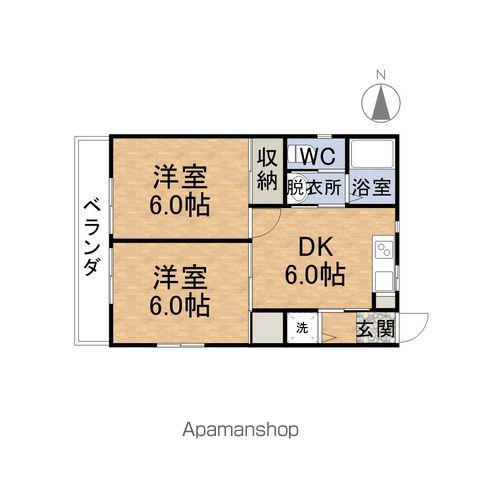 シャンパーニュ大願寺(2DK/2階)の間取り写真