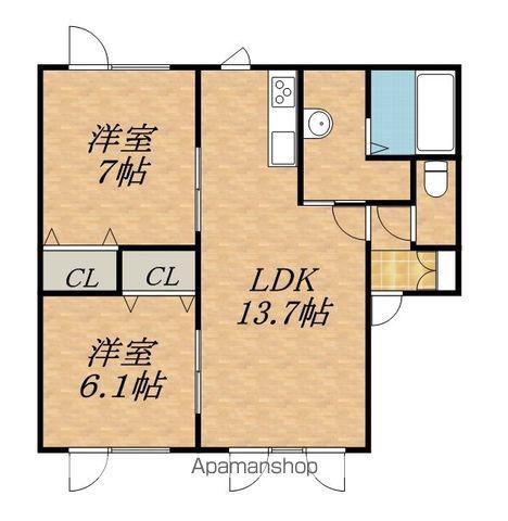 プランドールK・Ⅰ(2LDK/1階)の間取り写真