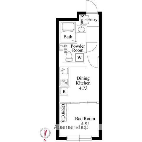 グローリオシェルト駒込西ケ原(1DK/3階)の間取り写真