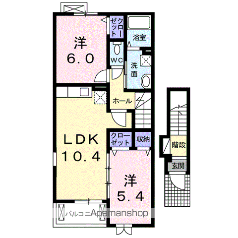 グッドライフB(2LDK/2階)の間取り写真