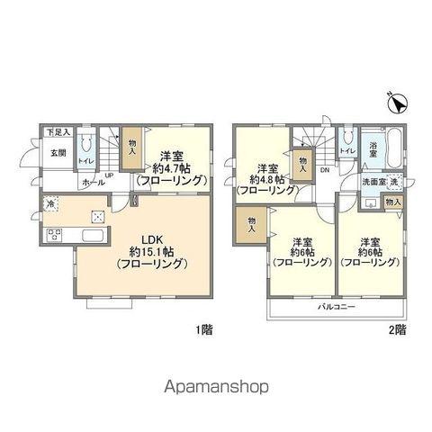 京王電鉄京王線 中河原駅 徒歩17分 2階建 築4年(4LDK)の間取り写真