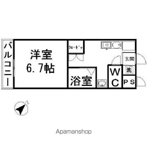 ペルレシュロスPARTⅧ(ワンルーム/6階)の間取り写真