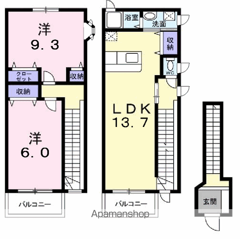 フリッシュⅡ(2LDK/2階)の間取り写真