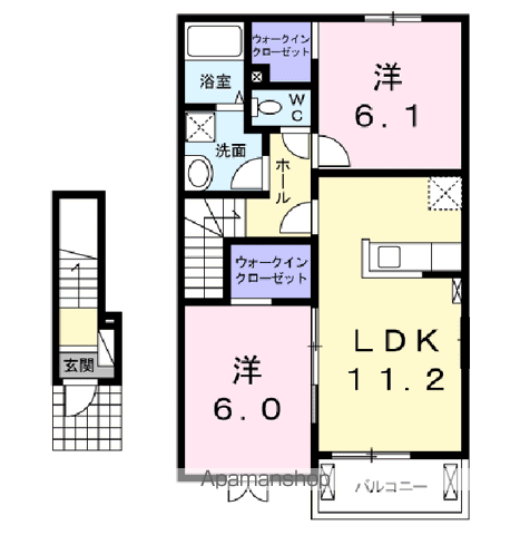 サニーヒルⅢ(2LDK/2階)の間取り写真