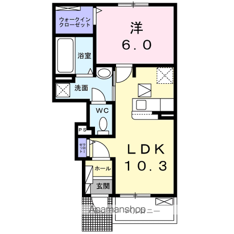 ラヴィエールⅡ B(1LDK/1階)の間取り写真
