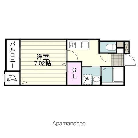 サンモール東谷山(1K/3階)の間取り写真