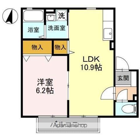 パナステージ四季の郷 B棟(1LDK/2階)の間取り写真