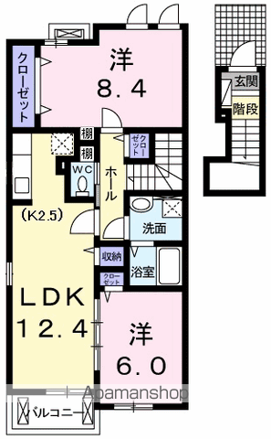 グロリアスホームⅡ(2LDK/2階)の間取り写真