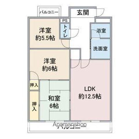 モネ水草(3LDK/3階)の間取り写真