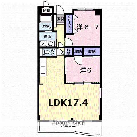 フォーロ・デル・コート(2LDK/1階)の間取り写真