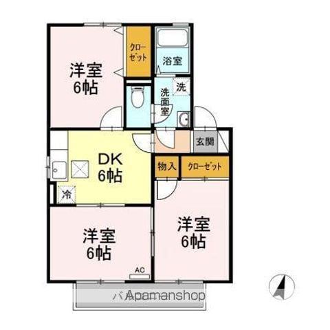 ロイヤルガーデン子安 E(3DK/1階)の間取り写真