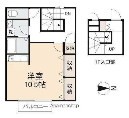 サンフィールドⅢ(ワンルーム/2階)の間取り写真
