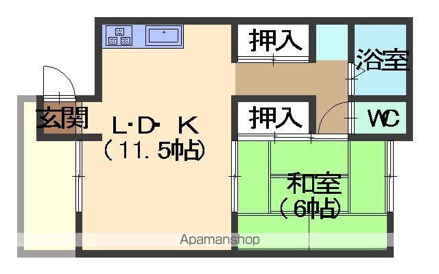 エムローブモンタント(1LDK/1階)の間取り写真