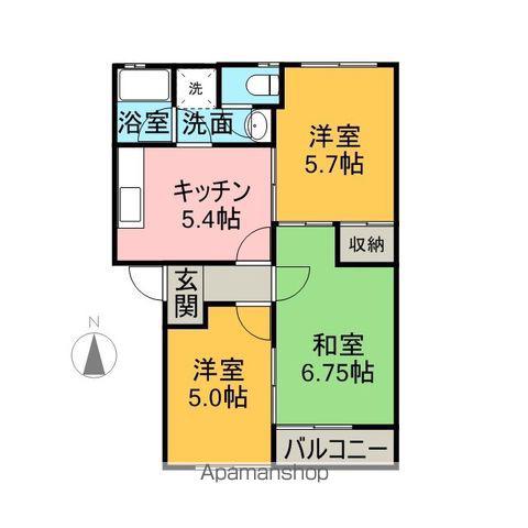 コーポリヨン(3DK/2階)の間取り写真