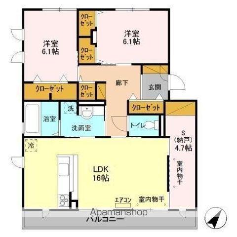 ネイチャーヴィラ ミネルバ(2LDK/2階)の間取り写真