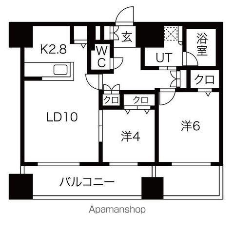 MJ SQUARE KOTONI(2LDK/11階)の間取り写真