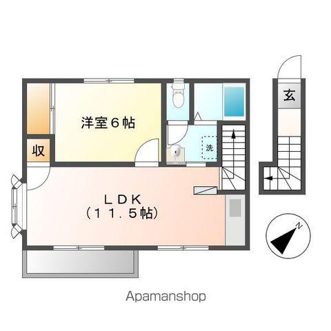 ルーミー牛久1号館(1LDK/2階)の間取り写真