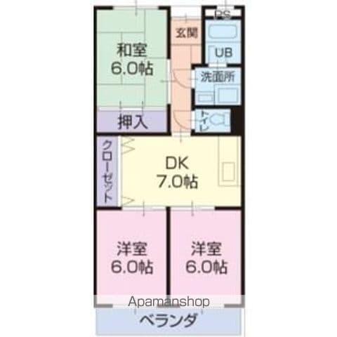 リンピアMIYAKE(3DK/2階)の間取り写真
