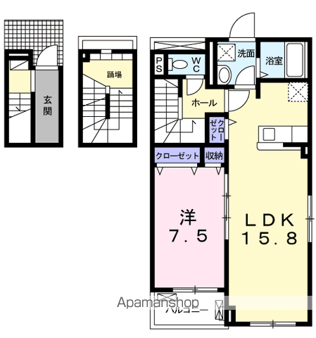 シャルマン B(1LDK/3階)の間取り写真