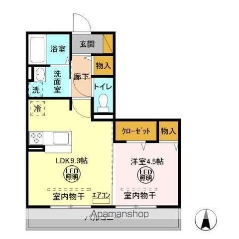 ヒル ヴァレイ B(1LDK/2階)の間取り写真