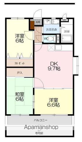 ベイリーフA(3DK/1階)の間取り写真