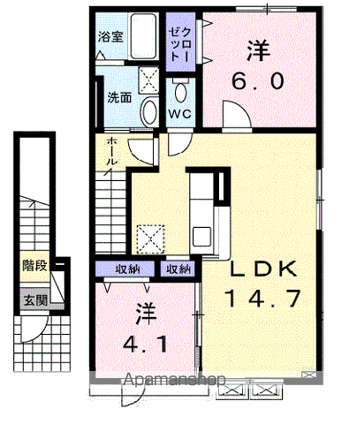 ベル アビタシオン(2LDK/2階)の間取り写真