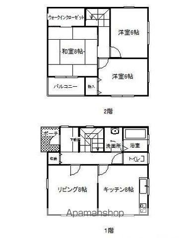 福岡市空港線 姪浜駅 徒歩11分 2階建 築34年(4DK)の間取り写真