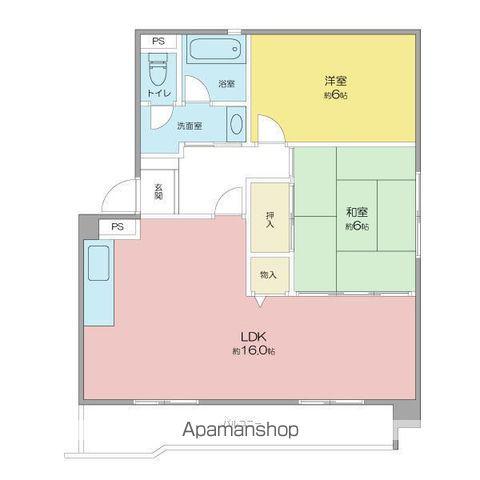 ヴィラサンシャイン(2LDK/2階)の間取り写真