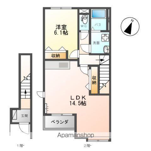 アステール(1LDK/2階)の間取り写真