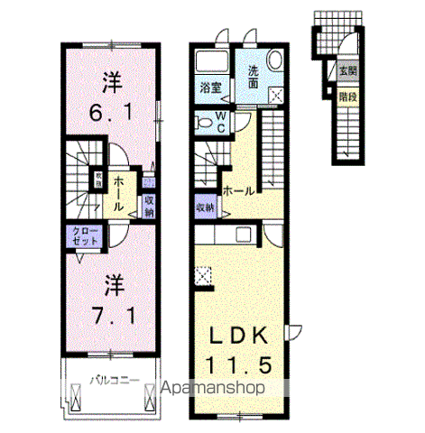 フェールⅠ(2LDK/2階)の間取り写真