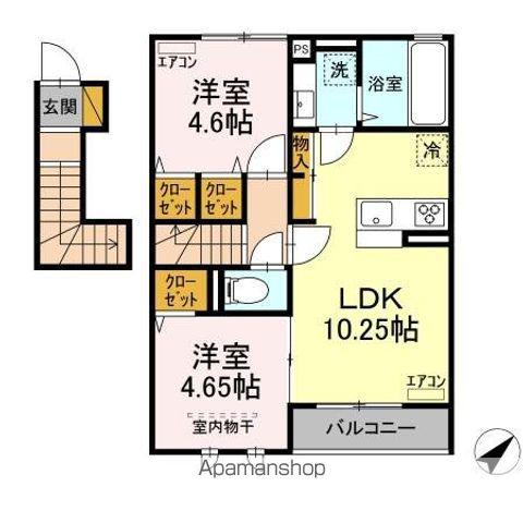 ヴァンベール(2LDK/2階)の間取り写真