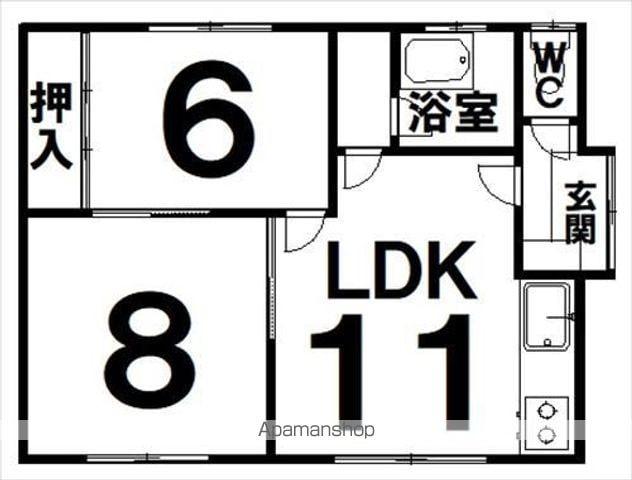 根室本線 帯広駅 バス乗車時間：13分 木野西通９丁目バス停で下車 徒歩2分 1階建 築37年(2LDK)の間取り写真