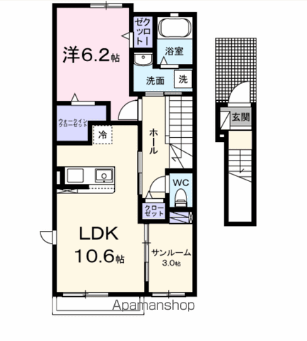アイランドヒルズ右籾 Ⅱ(1LDK/2階)の間取り写真