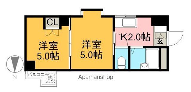 カルム桟橋(2K/2階)の間取り写真