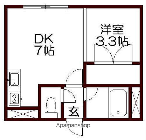 パレス・サザンクロス(1DK/2階)の間取り写真