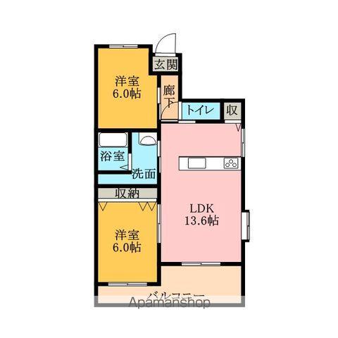 プライムライフ(2LDK/4階)の間取り写真