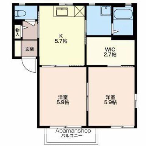 グランシャリオ優A(2K/2階)の間取り写真