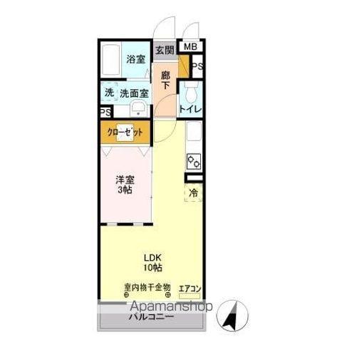 エスポワール八汐(1LDK/1階)の間取り写真