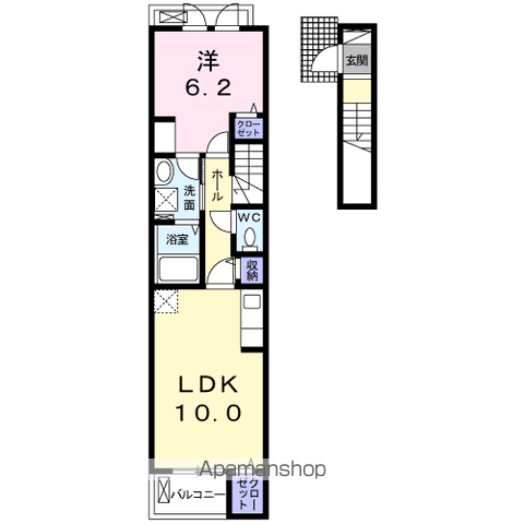 パルデメール(1LDK/2階)の間取り写真