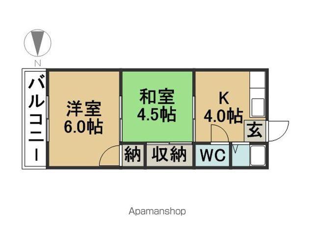 コーポ玄野(2DK/1階)の間取り写真
