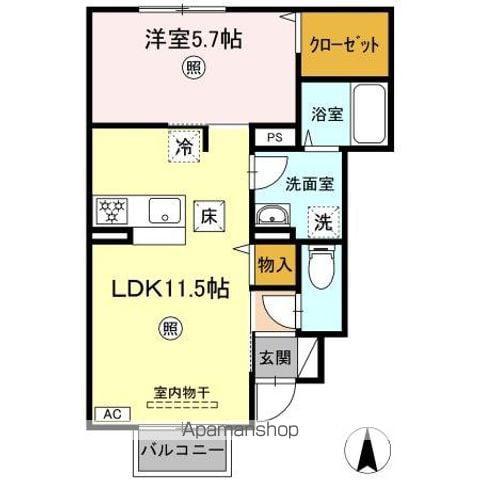 プルマージュ B(1LDK/1階)の間取り写真