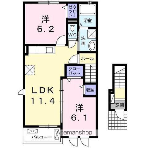 ポムドテールT(2LDK/2階)の間取り写真