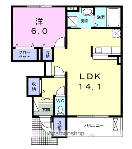 セレーノ・カーサ(1LDK/1階)の間取り写真