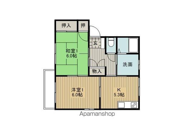 ディアスマルマF棟(2K/1階)の間取り写真