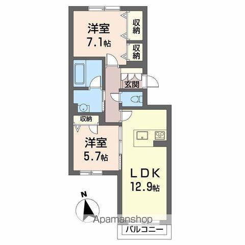 シャーメゾンサンフォレスト B棟(2LDK/2階)の間取り写真