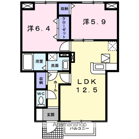 ヴィラ・サンライズ A棟(2LDK/1階)の間取り写真