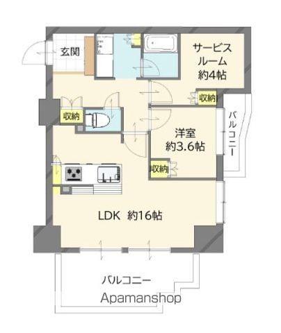 レーベン広島中広通THE RESIDENCE(1SLDK/14階)の間取り写真