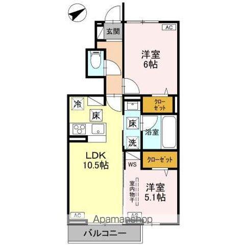 WISTERIA III(2LDK/1階)の間取り写真