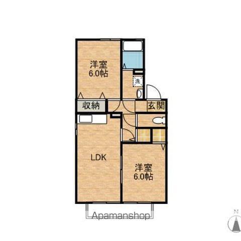 ソレイユ(2DK/2階)の間取り写真