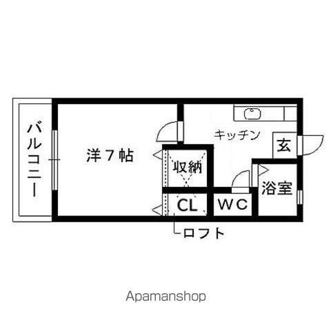 アブニールⅡ(1K/1階)の間取り写真